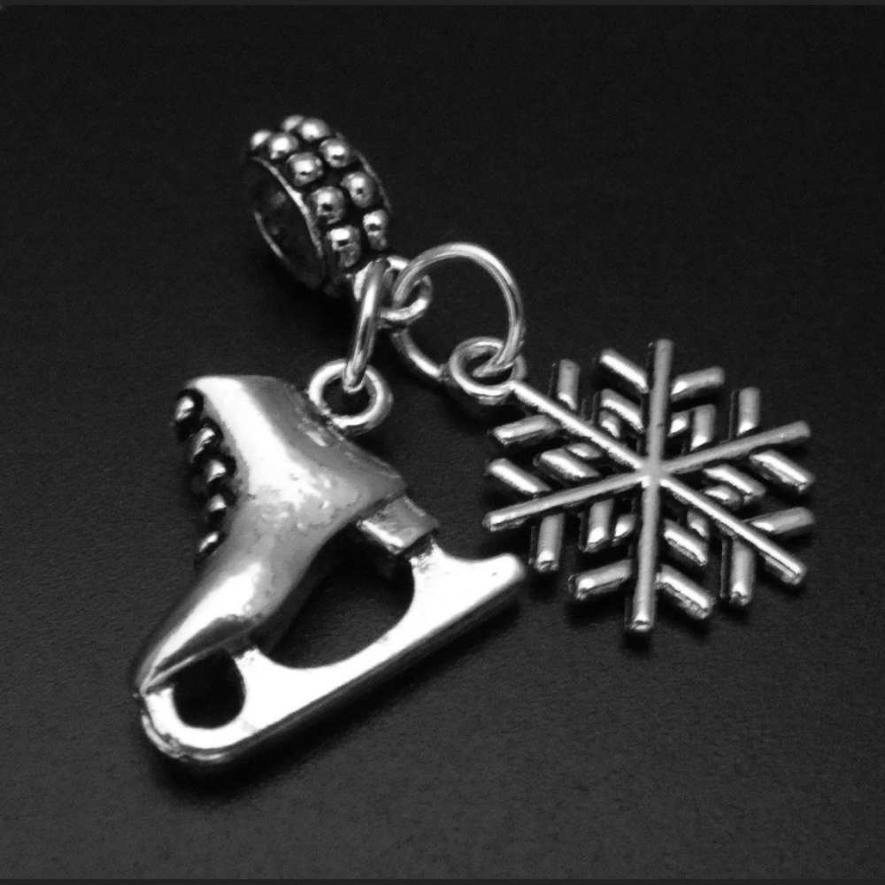 Ice skating snowflakes charms bracelet charms beads fits European bracelets